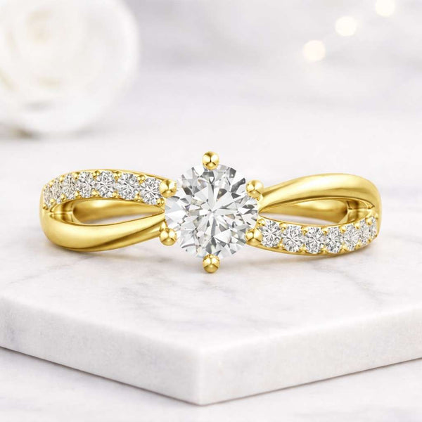 gold ring engagement ring solitaire ring twisted band ring pave ring diamond ring promise ring bridal ring luxury ring women ring fine jewelry statement ring elegant ring