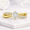 Round Cut Lab Grown Diamond Twisted Split Shank Engagement Ring