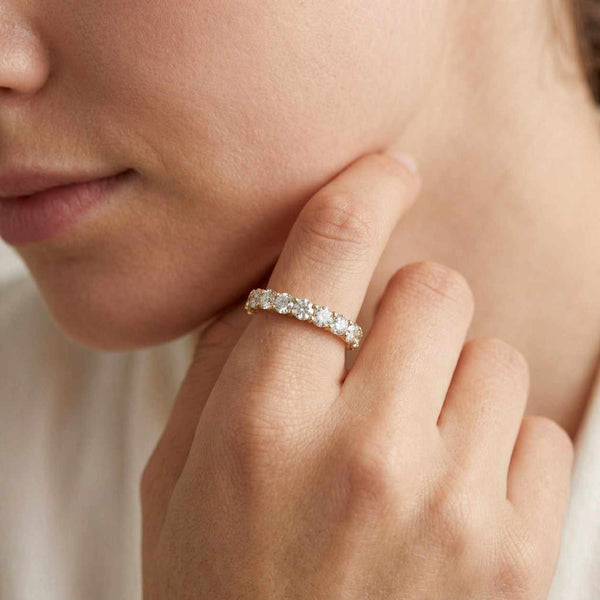 gold ring pave ring half eternity slim ring thin band women ring bridal ring promise ring anniversary ring gemstone band