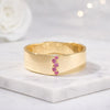 Yellow Gold Pink Sapphire Wave Band Ring