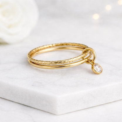 gold ring stacking ring charm ring dangle ring gemstone ring double band ring layered ring hammered ring textured ring thin ring