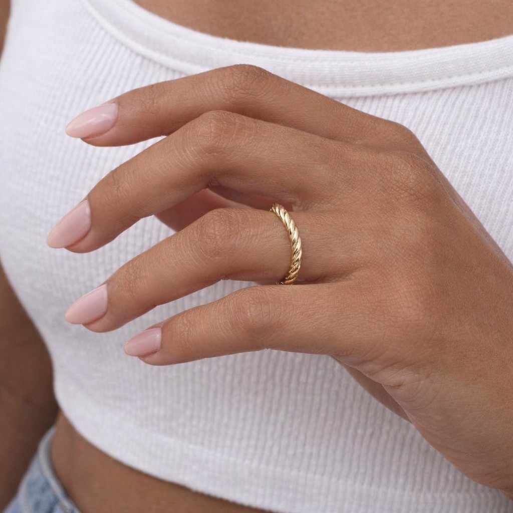 gold ring twisted ring rope ring braided ring stackable ring wedding band engagement ring promise ring anniversary ring dainty ring minimal ring modern ring everyday ring women ring