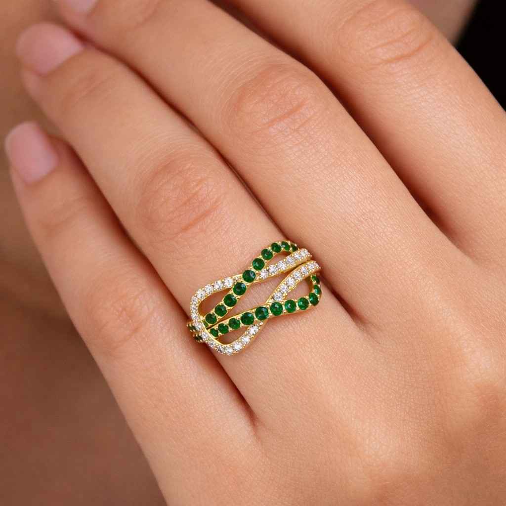 gold stack ring gold designer ring gold fine jewelry gold comfort ring gold polished ring gold crystal ring gold green stone gold white stone gold handcrafted ring gold keepsake ring