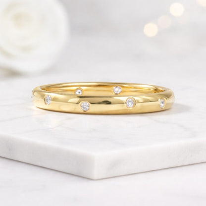 gold stacking ring silver stacking ring bezel set ring flush set ring slim wedding ring eternity stacking ring