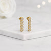Round Cut Lab Grown Diamond Bezel Bar Stud Earrings
