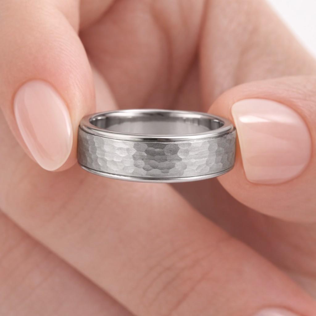 hammered ring wedding band mens ring gold band rose gold ring wide band comfort fit ring