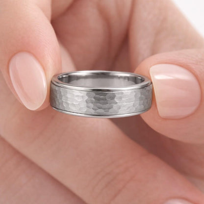 hammered ring wedding band mens ring gold band rose gold ring wide band comfort fit ring