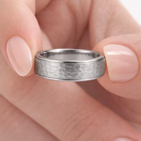 hammered ring wedding band mens ring gold band rose gold ring wide band comfort fit ring