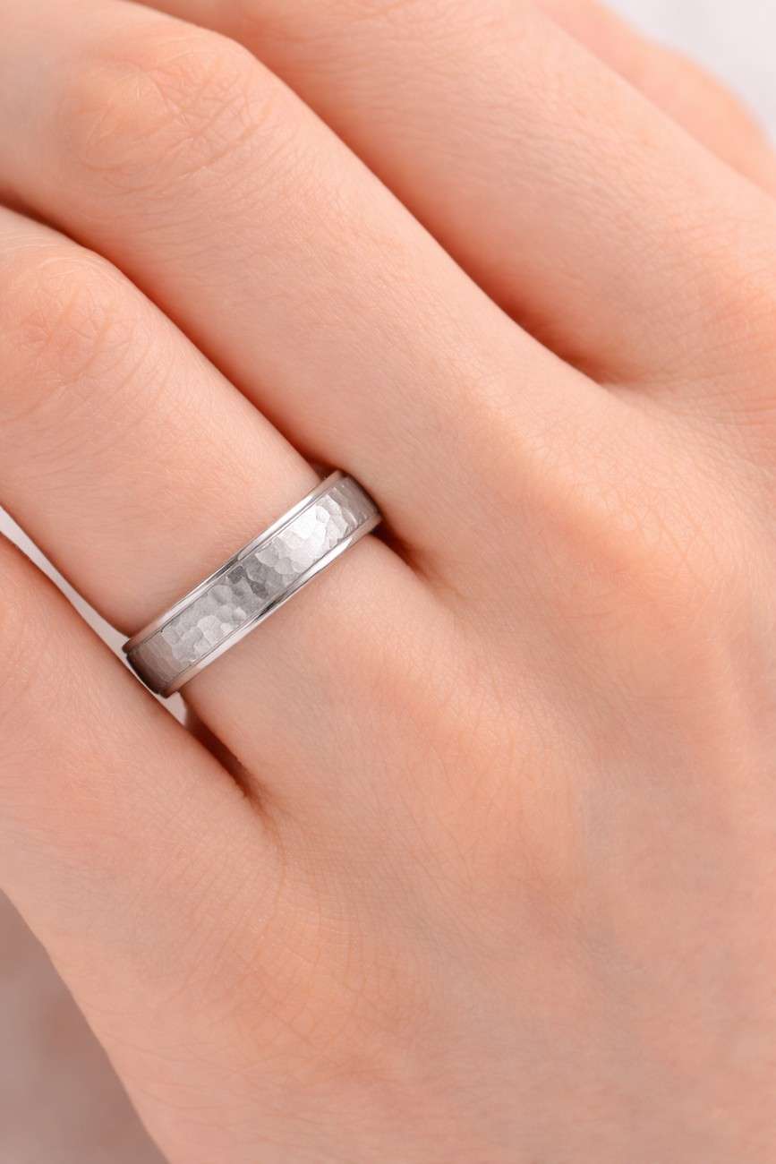hammered wedding band rose gold band mens wedding ring womens wedding ring