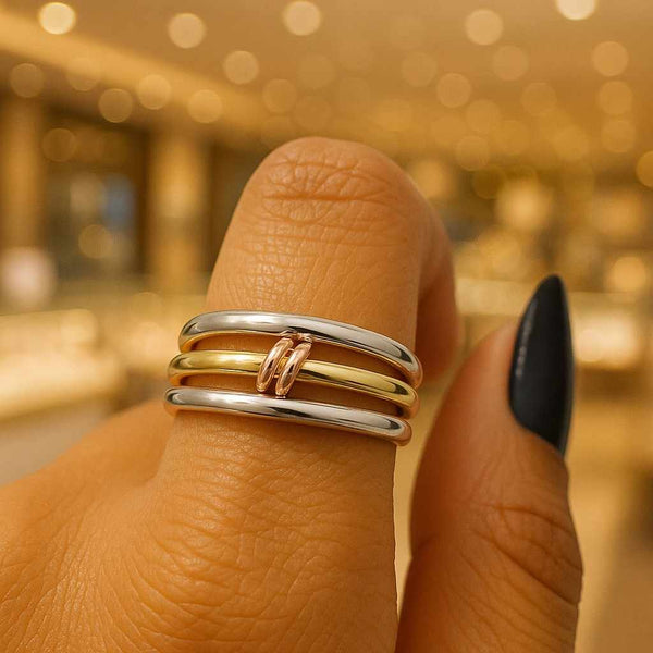 handmade ring artisan ring women ring everyday ring fashion ring statement ring comfort fit ring smooth band ring layered ring linked ring circle ring