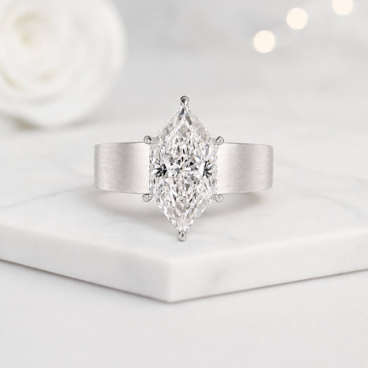 dutch marquise cut lab grown diamond solitaire engagement ring