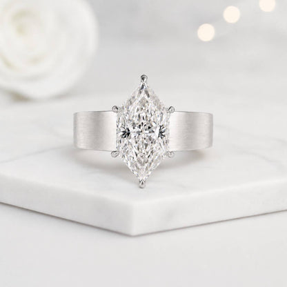 Dutch Marquise Cut Lab Grown Diamond Solitaire Engagement Ring