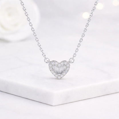 heart charm necklace diamond heart necklace pave heart necklace halo heart necklace floating pendant center stone necklace luxury pendant fine necklace delicate chain elegant charm romantic jewelry women gift necklace