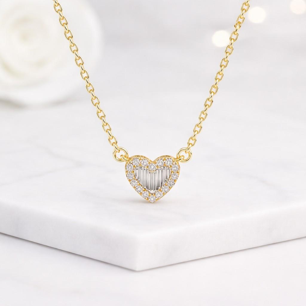heart necklace heart pendant gold necklace heart jewelry love necklace pave necklace halo pendant charm necklace women necklace dainty necklace cute necklace small pendant chain necklace