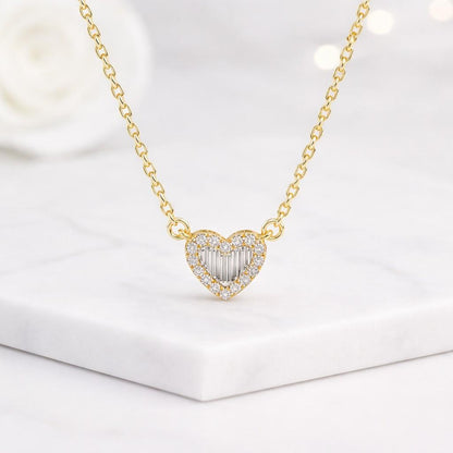 heart necklace heart pendant gold necklace heart jewelry love necklace pave necklace halo pendant charm necklace women necklace dainty necklace cute necklace small pendant chain necklace
