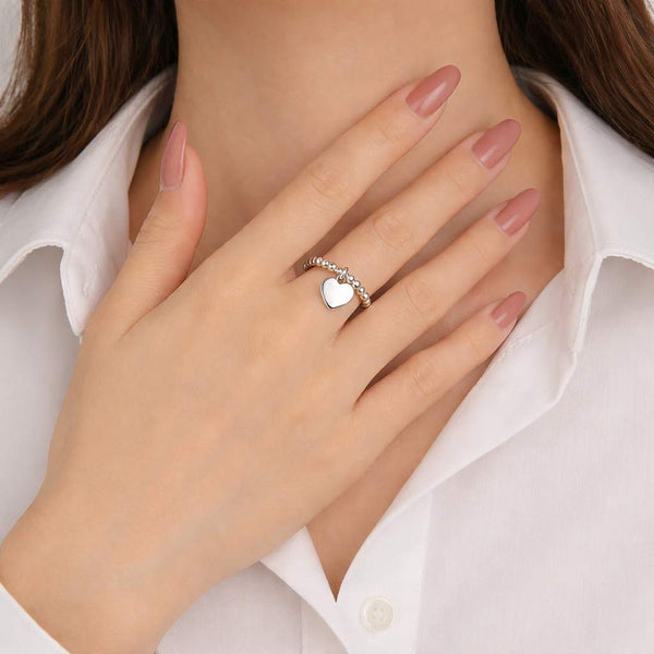 heart ring beaded ring charm ring love ring dainty ring cute ring women ring stackable ring adjustable ring minimalist ring silver ring gold ring heart charm ring