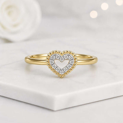 heart ring open heart ring gold heart ring dainty ring minimal ring stacking ring slim band ring fine jewelry cute ring women ring