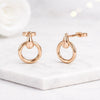 14K Rose Gold Circle Drop Stud Earrings