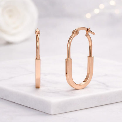 hoop earrings oval hoop earrings rose gold earrings geometric earrings modern hoop earrings chunky hoop earrings