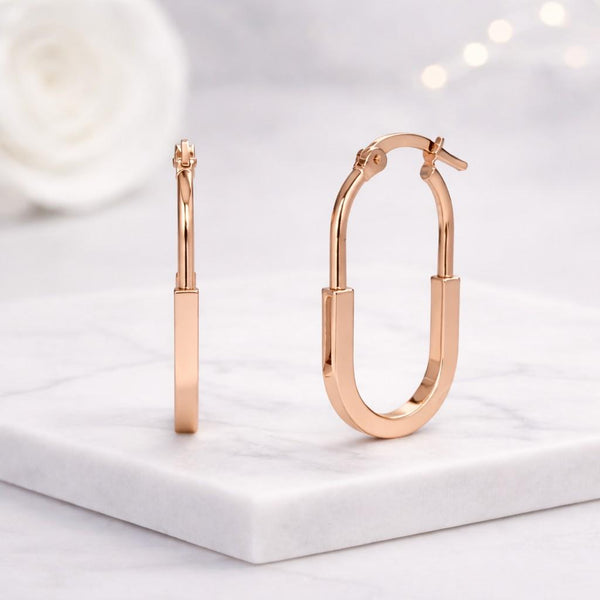 hoop earrings oval hoop earrings rose gold earrings geometric earrings modern hoop earrings chunky hoop earrings