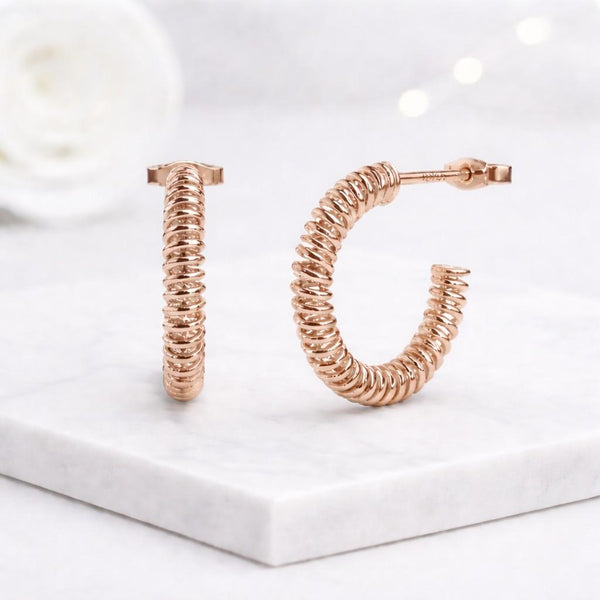 hoop earrings rose gold earrings twisted hoop earrings coil hoop earrings spiral hoop earrings textured hoop earrings
