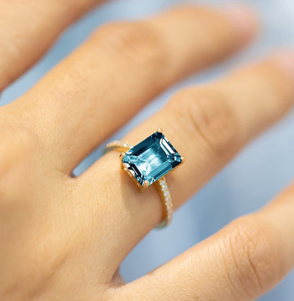 Emerald Cut Topaz Engagement Ring