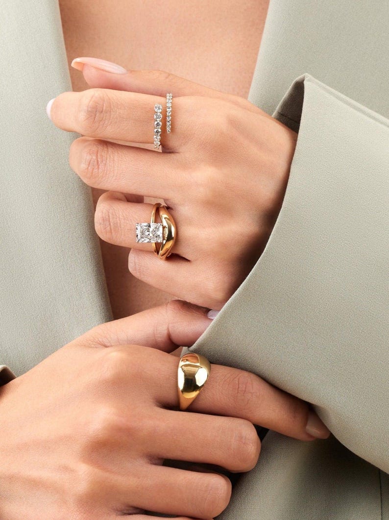 round diamond wrap ring open lab diamond band