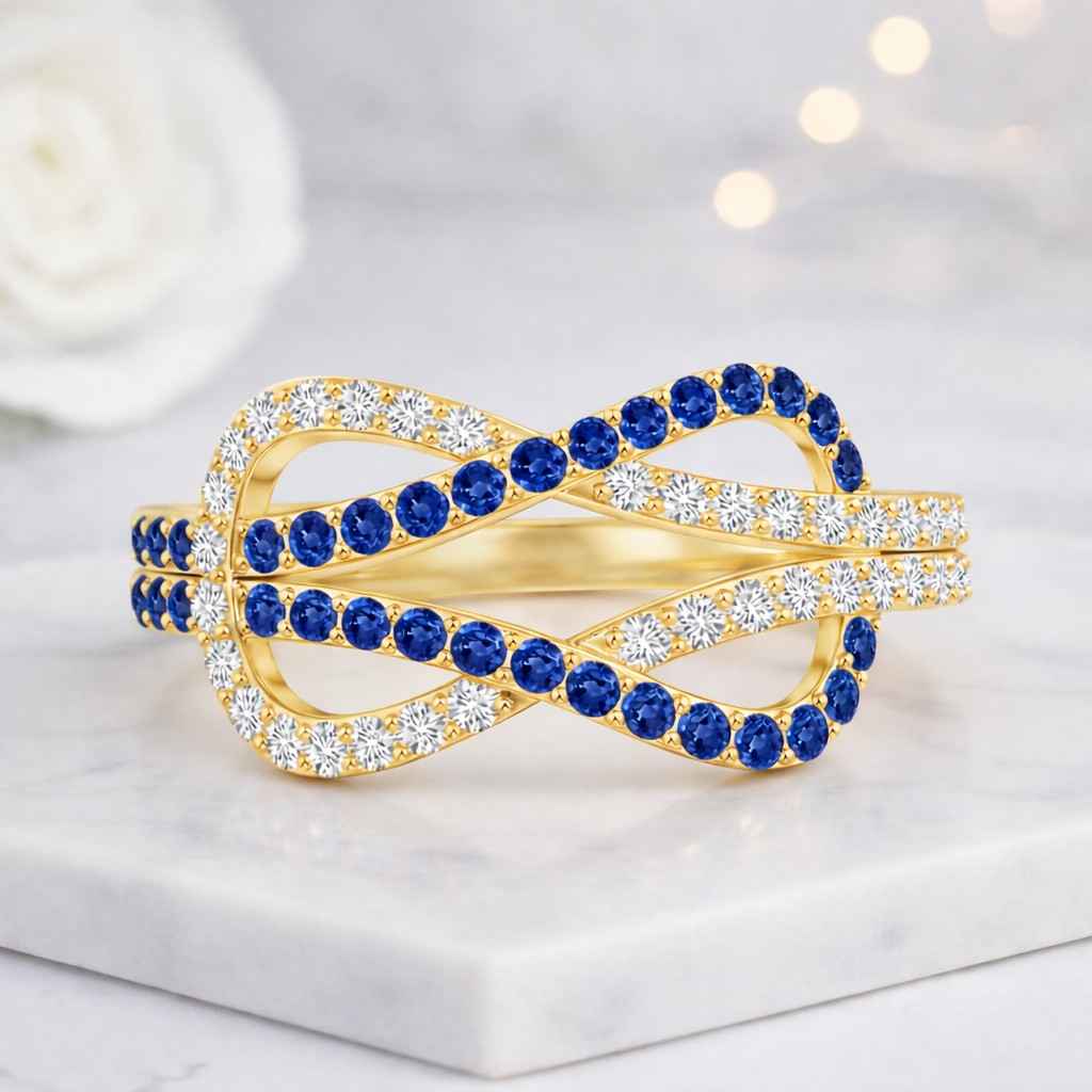 infinity band intertwined ring blue gemstone ring pave ring infinity jewelry crossover band twisted band loop design sapphire jewelry silver jewelry women jewelry fashion jewelry statement jewelry