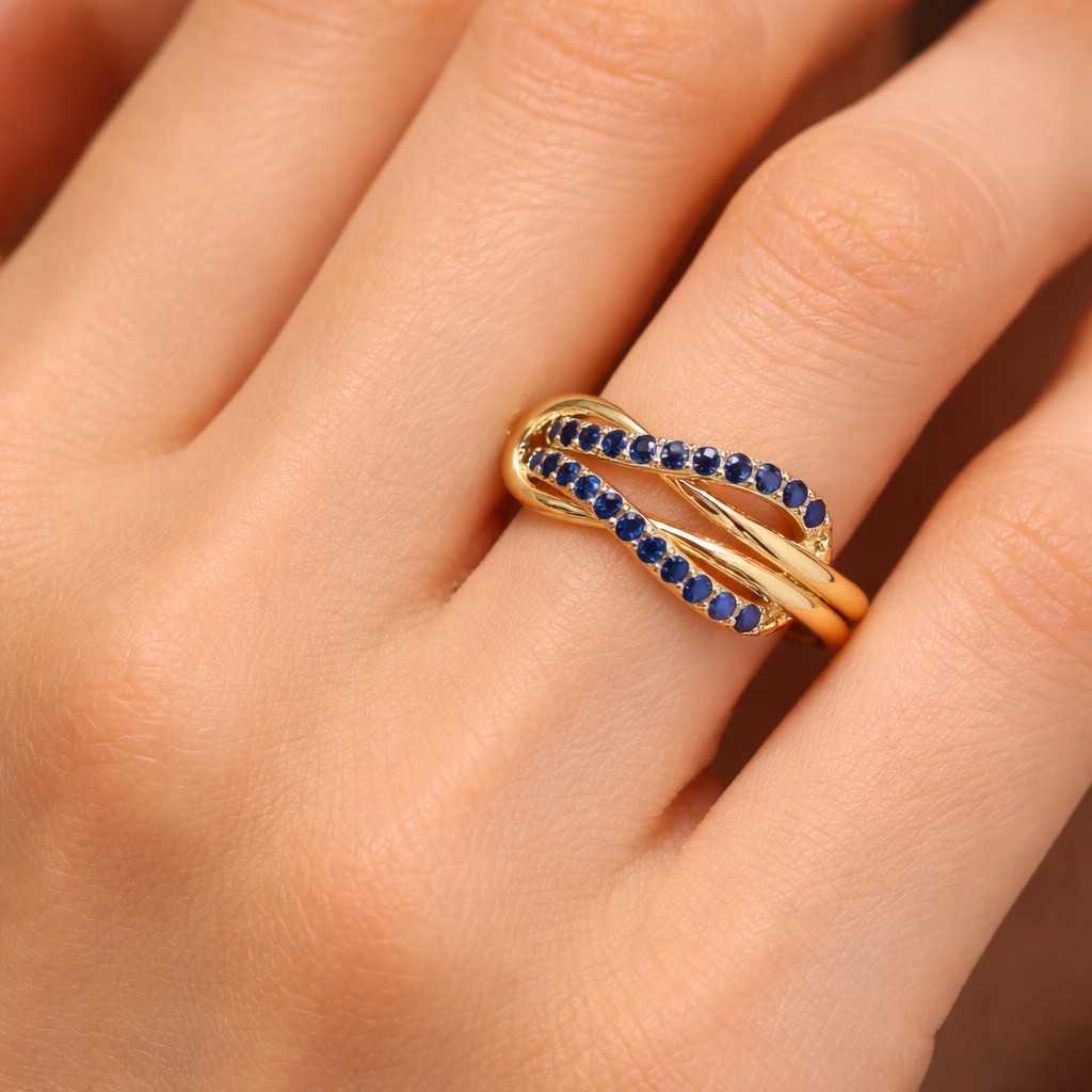 infinity jewelry blue gemstone ring twisted band ring knot jewelry ring loop band ring designer ring elegant jewelry ring fashion jewelry ring women jewelry ring dainty ring bold ring stackable ring layered ring