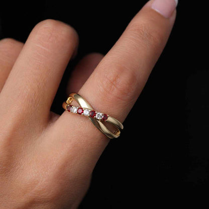 infinity jewelry twist band crossover band ruby ring crystal ring knot ring love symbol ring endless ring interlock ring contour ring stacking ring accent stone ring gemstone band wedding band alternative ring