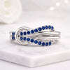 Round Cut Blue Sapphire Infinity Twist Ring 14K White Gold