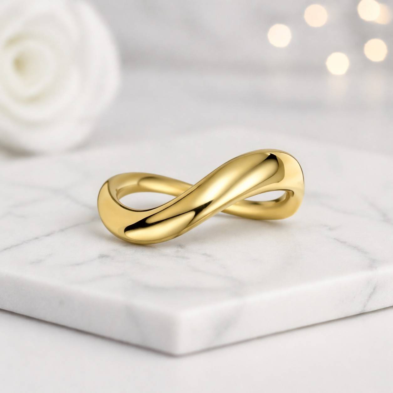 infinity ring gold ring twist ring wave ring loop ring abstract ring sculptural ring statement ring modern ring