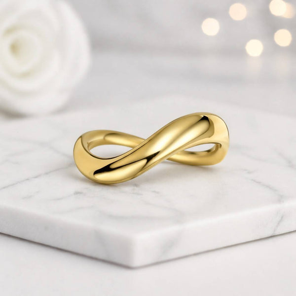 infinity ring gold ring twist ring wave ring loop ring abstract ring sculptural ring statement ring modern ring