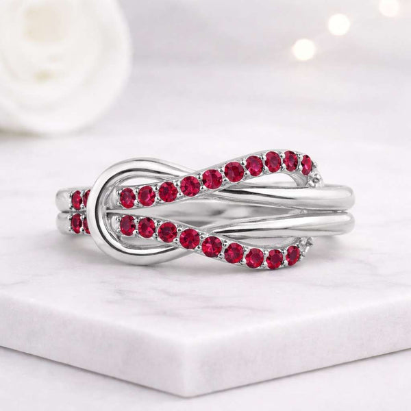 infinity ring knot ring red stone ring ruby ring crossover ring twisted ring loop ring wrap ring pave ring band ring women ring statement ring fashion ring elegant ring gemstone ring stackable ring anniversary ring