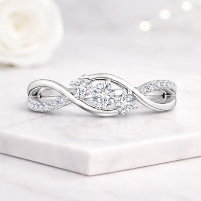 infinity ring twist ring gold ring three stone ring curved ring crossover ring wave ring promise ring women ring fine ring elegant ring crystal ring statement ring band ring openwork ring swirl ring knot ring