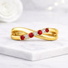 Round Cut Ruby and Diamond Infinity Ring in 14K Yellow Gold