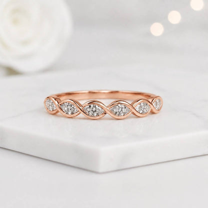 infinity wedding band twisted wedding band curved wedding ring diamond wedding band marquise diamond ring bezel diamond band