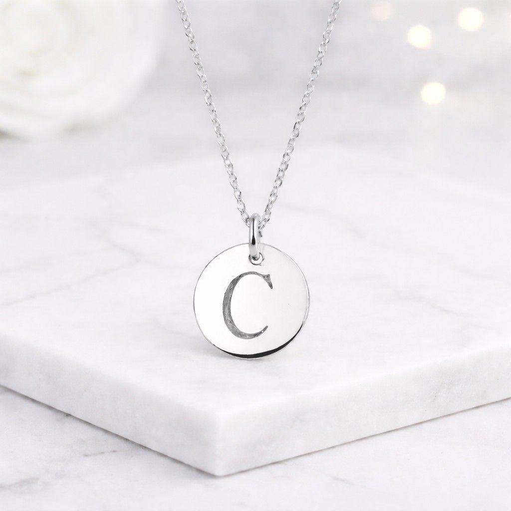 initial necklace letter necklace gold pendant disc necklace round pendant engraved necklace monogram necklace alphabet necklace personalized necklace