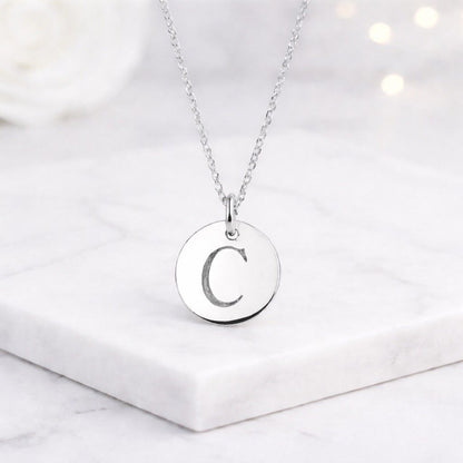 initial necklace letter necklace gold pendant disc necklace round pendant engraved necklace monogram necklace alphabet necklace personalized necklace