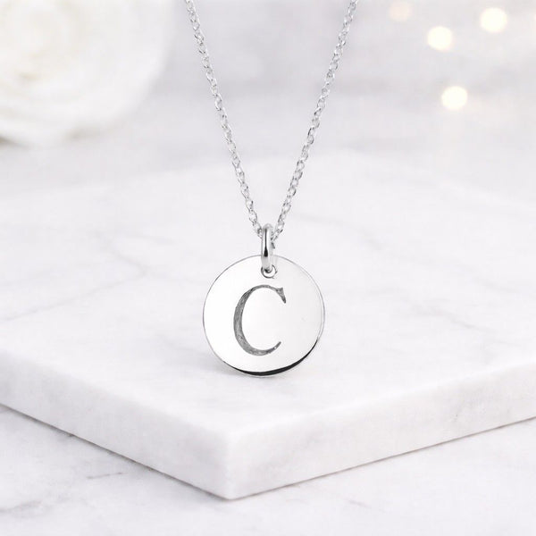 initial necklace letter necklace gold pendant disc necklace round pendant engraved necklace monogram necklace alphabet necklace personalized necklace