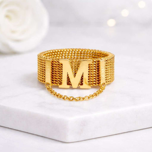 initial ring letter ring monogram ring alphabet ring gold ring mesh ring chain ring statement ring custom initial ring personalized ring women ring fashion ring
