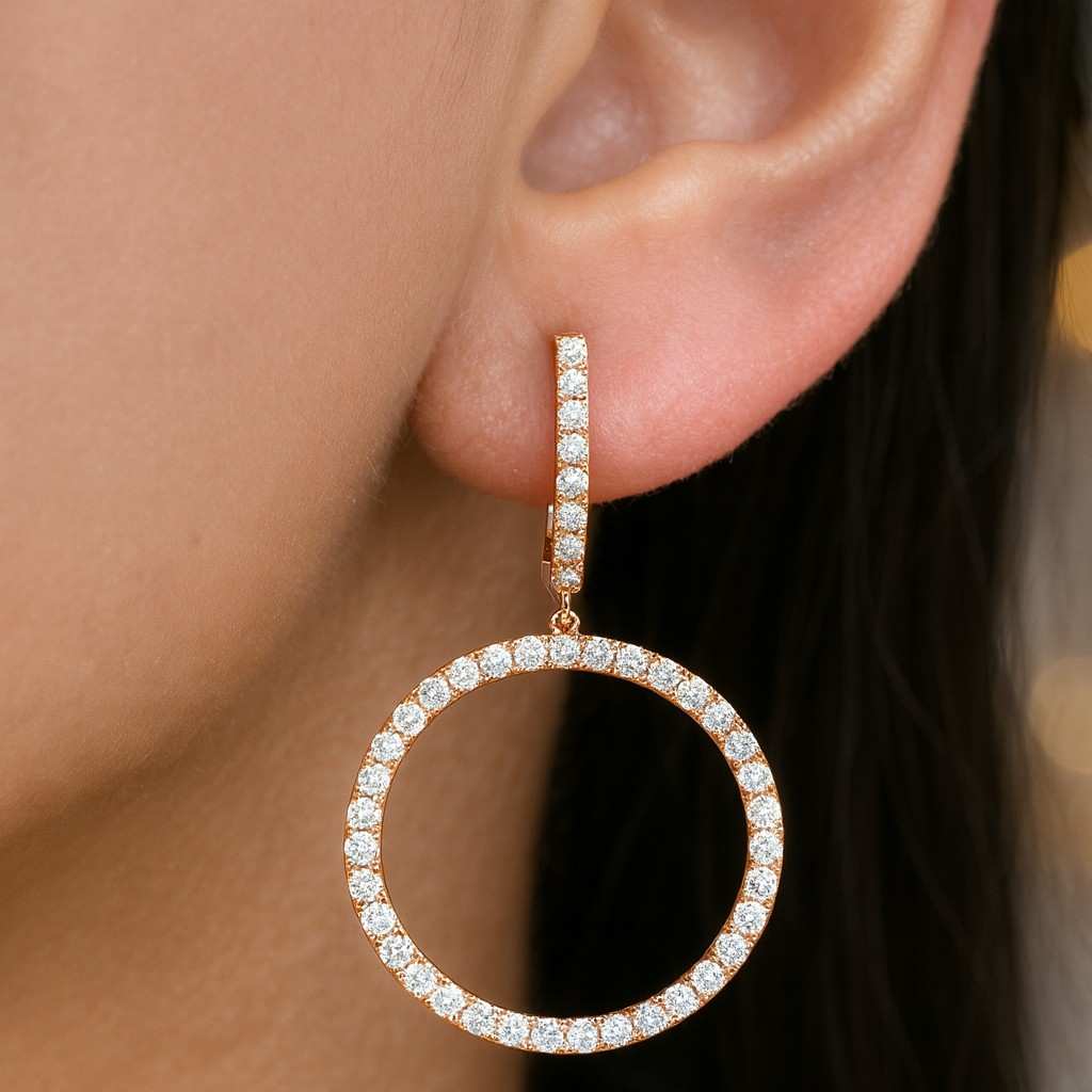 inside out lab diamond hoop earrings 18k solid gold pave hoops full eternity hoops earrings