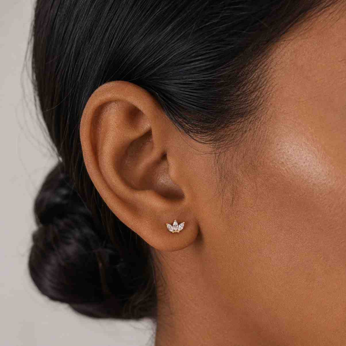 jewelry lightweight earrings polished earrings bezel look prong set earrings triple stone earrings marquise cluster tiny flower studs feminine jewelry