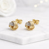 14K Two Tone Gold Knot Stud Earrings