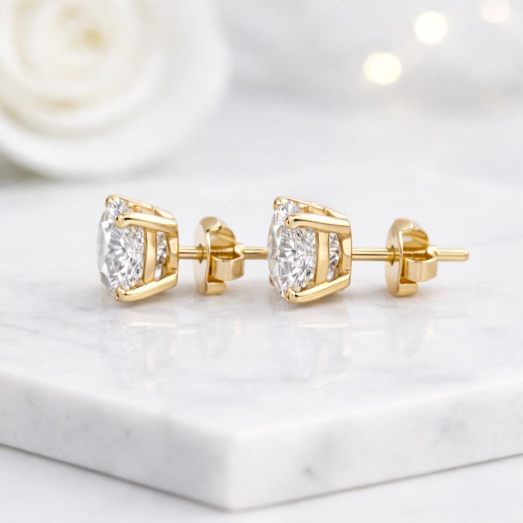 lab created diamond certified diamond look moissanite stud earrings cubic zirconia studs synthetic diamond ethical luxury eco conscious jewelry