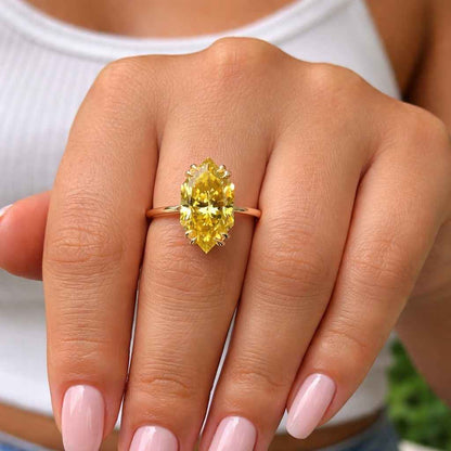 lab created diamond moissanite engagement ring cubic zirconia jewelry synthetic diamond ring brilliant moissanite ring yellow moissanite ring