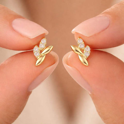 lab created diamond moissanite stud earrings cubic zirconia studs diamond cluster earrings crystal cluster studs gemstone leaf earrings