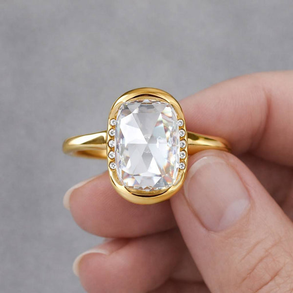 lab created ring rose bezel ring crystal ring bridal jewelry luxury jewelry women jewelry everyday ring dress ring