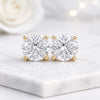 Round Cut Lab Grown Diamond Yellow Gold Solitaire Stud Earrings