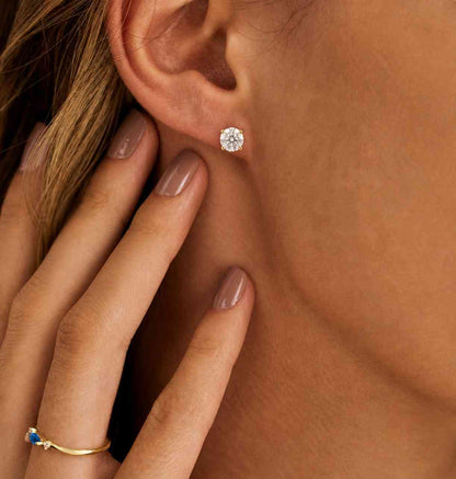 lab diamond studs round solitaire studs minimalist earrings dainty studs daily wear earrings petite earrings